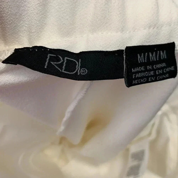 RDI lightweight ivory, wide leg trousers w two pockets & faux zipper - Picture 4 of 6